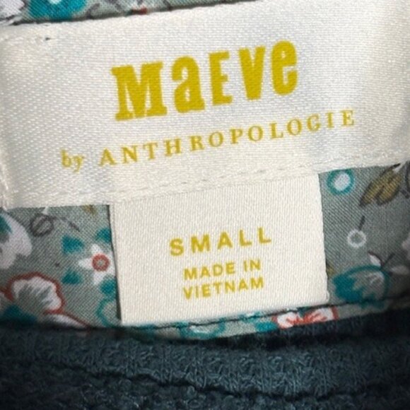 Anthropologie Maeve Ainsley Cowl Neck Waffle Fabric Tunic - Forest Green - S - Picture 8 of 10